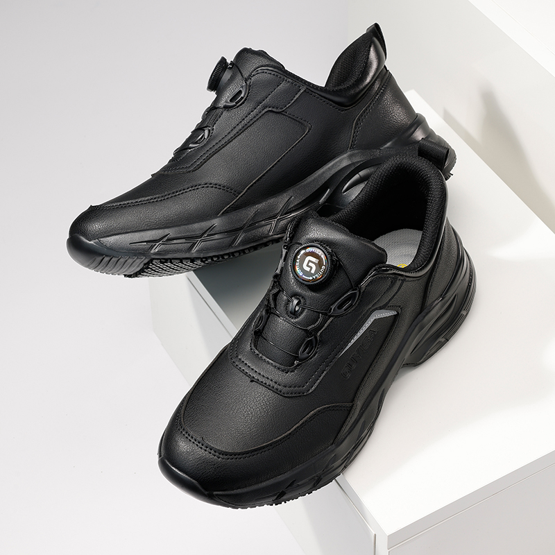 GUYISA  Black all - season sports series microfiber popcorn high - elastic insole anti - slip SRC chef shoes