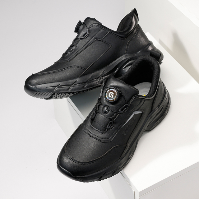GUYISA  Black all - season sports series microfiber popcorn high - elastic insole anti - slip SRC chef shoes