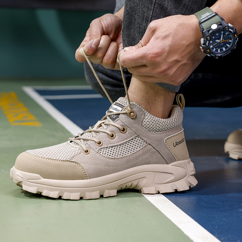 LAnoudun  New beige workwear series European standard fiberglass toe cap anti - impact anti - puncture 10KV insulated safety shoes