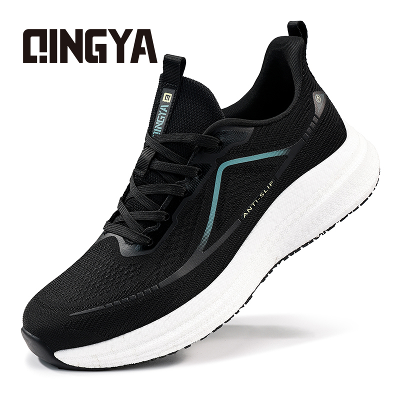 Qingya new style black sports series high - elastic sponge anti - slip SRC chef shoes