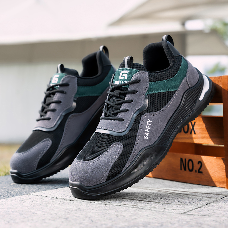 GUYISA  Grey all - season low - top sports series microfiber steel wire cloth suede standard plastic toe cap 10KV insulated anti - impact anti - puncture safety shoes