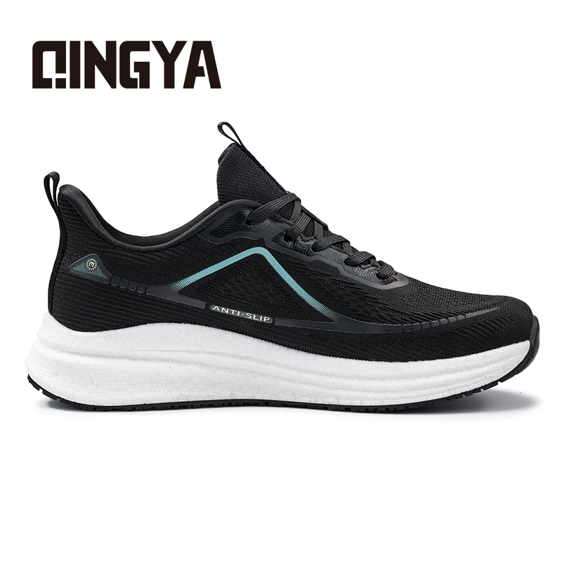 Qingya new style black sports series high - elastic sponge anti - slip SRC chef shoes