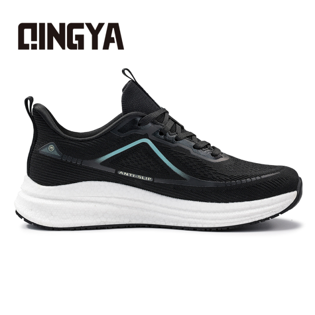 Qingya new style black sports series high - elastic sponge anti - slip SRC chef shoes