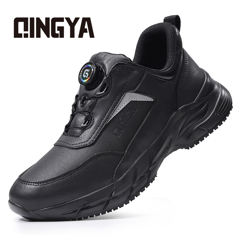 GUYISA  Black all - season sports series microfiber popcorn high - elastic insole anti - slip SRC chef shoes