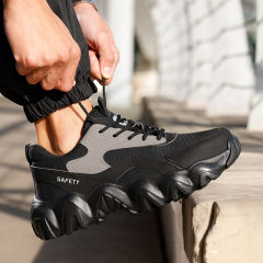 GUYIASA  Black new sports series ultra - fiber sandwich mesh cloth anti - smash anti - puncture European standard steel toe cap safety shoes