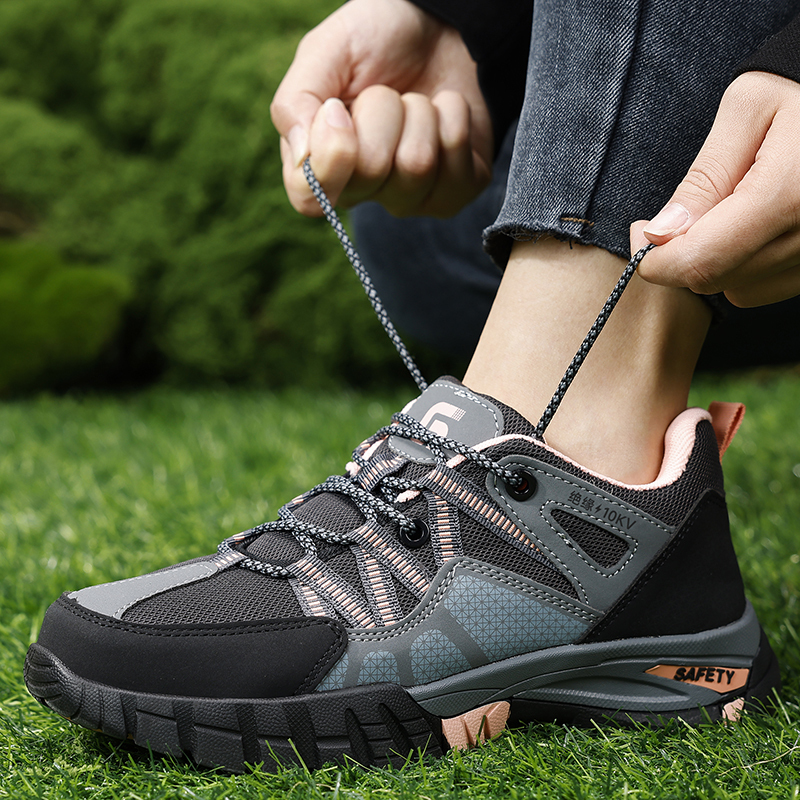 GUYISA  Pink new style low - cut anti - smash anti - puncture 10KV insulated safety shoes with up - to - standard plastic toe caps and rubber soles