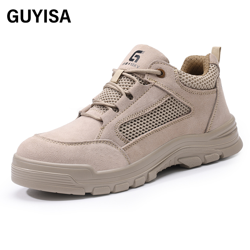 GUYISA  New beige workwear series safety shoes with 10KV insulation, anti - smash, anti - puncture and up - to - standard plastic toe caps