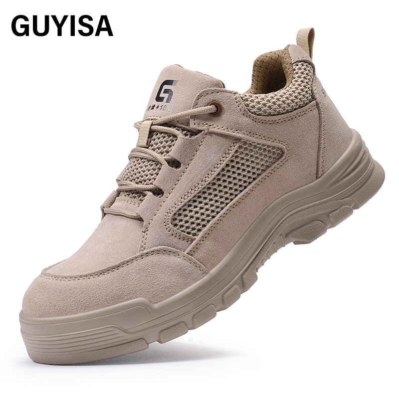 GUYISA  New beige workwear series safety shoes with 10KV insulation, anti - smash, anti - puncture and up - to - standard plastic toe caps