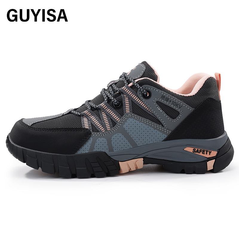 GUYISA  Pink new style low - cut anti - smash anti - puncture 10KV insulated safety shoes with up - to - standard plastic toe caps and rubber soles