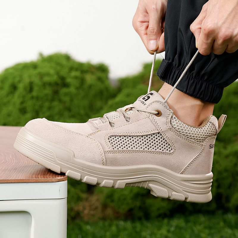 GUYISA  New beige workwear series safety shoes with 10KV insulation, anti - smash, anti - puncture and up - to - standard plastic toe caps
