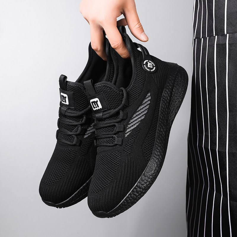 GUYISA  Black sports series all - season anti - slip SRC solid MD sole chef shoes