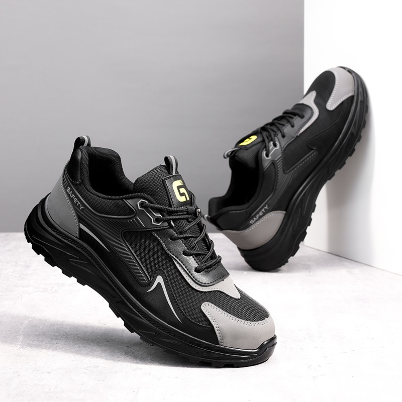 GUYISA  Black new low - cut anti - smash anti - puncture European standard steel toe cap safety shoes