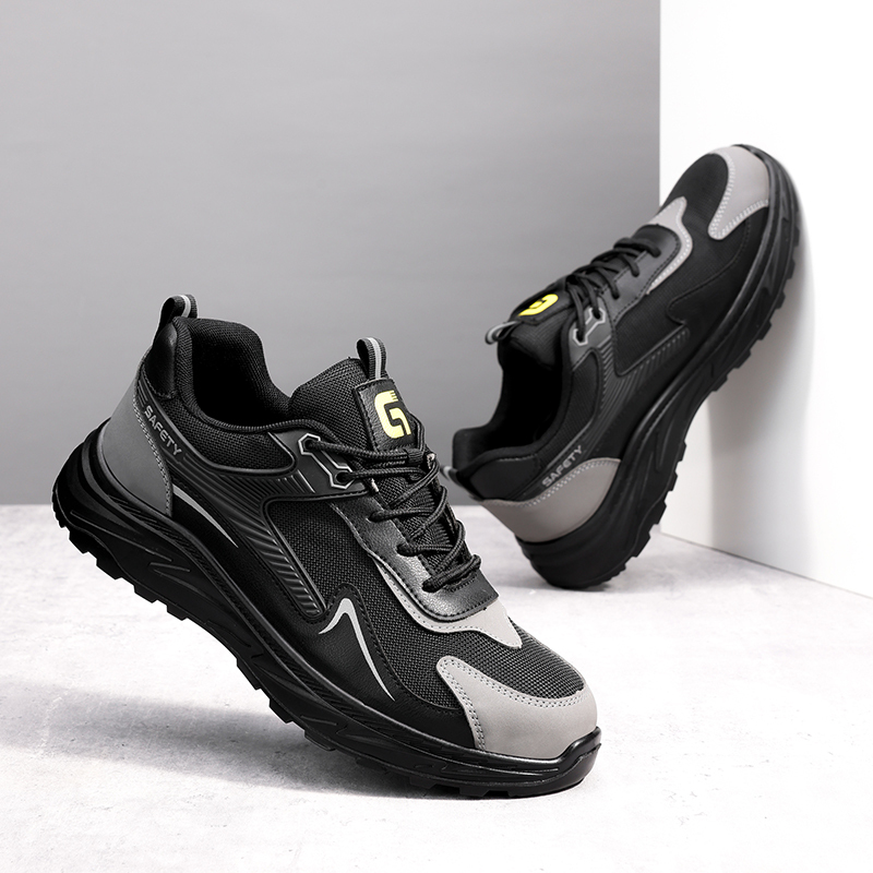 GUYISA  Black new low - cut anti - smash anti - puncture European standard steel toe cap safety shoes