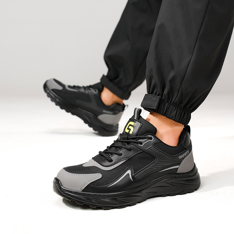 GUYISA  Black new low - cut anti - smash anti - puncture European standard steel toe cap safety shoes