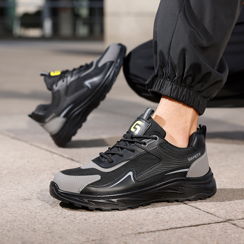 GUYISA  Black new low - cut anti - smash anti - puncture European standard steel toe cap safety shoes