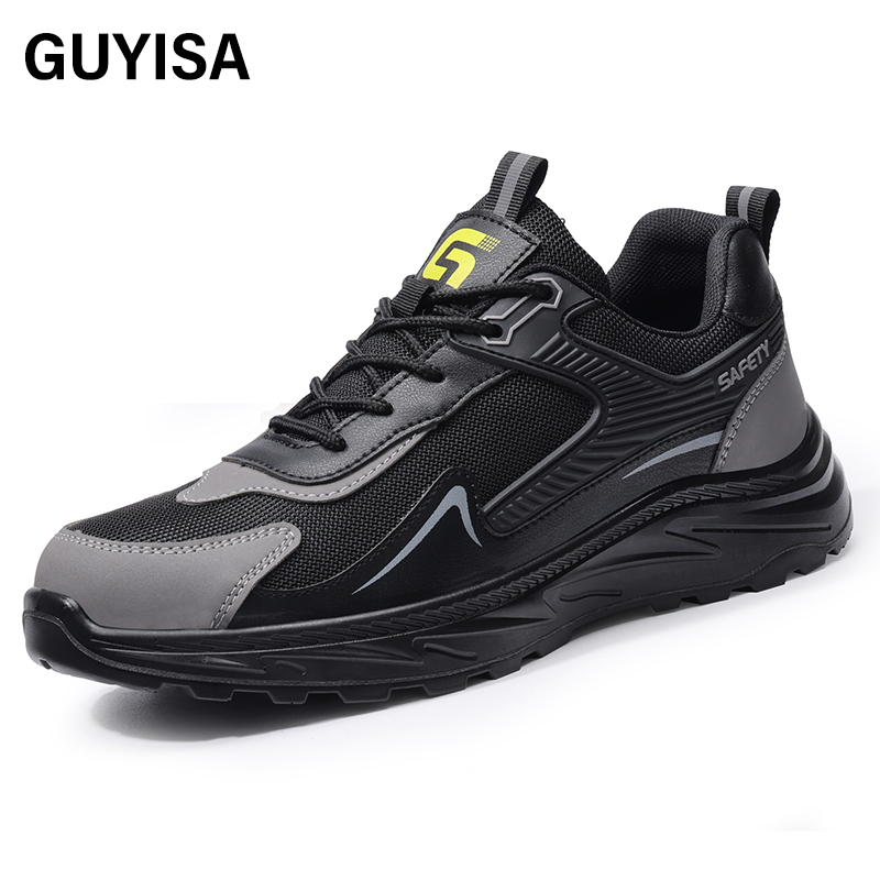 GUYISA  Black new low - cut anti - smash anti - puncture European standard steel toe cap safety shoes