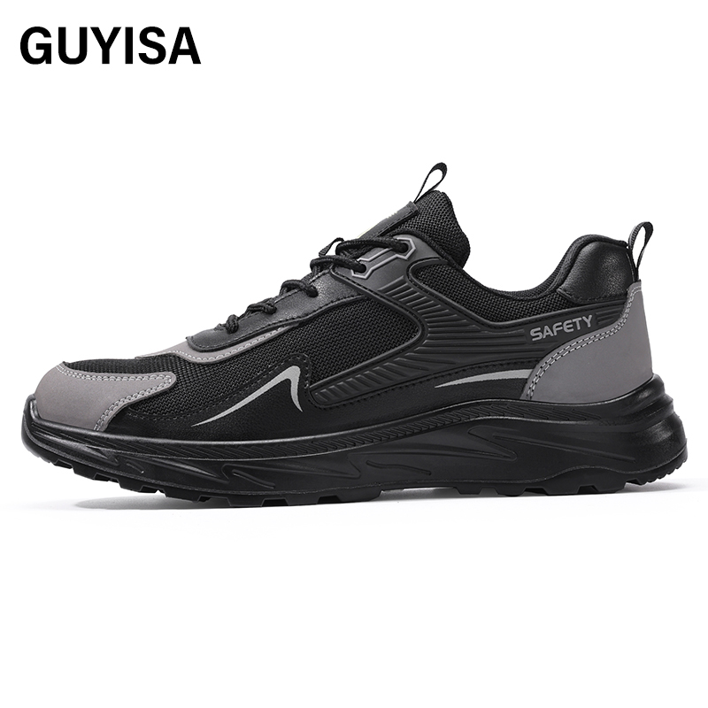 GUYISA  Black new low - cut anti - smash anti - puncture European standard steel toe cap safety shoes