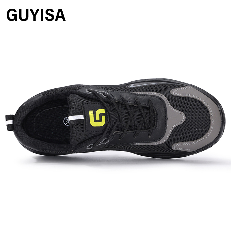 GUYISA  Black new low - cut anti - smash anti - puncture European standard steel toe cap safety shoes