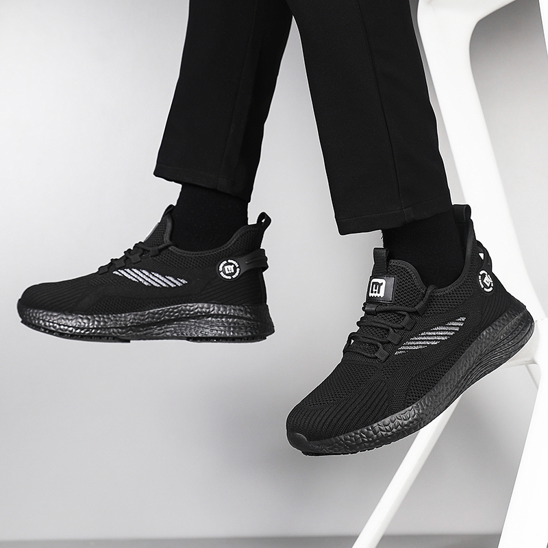GUYISA  Black sports series all - season anti - slip SRC solid MD sole chef shoes