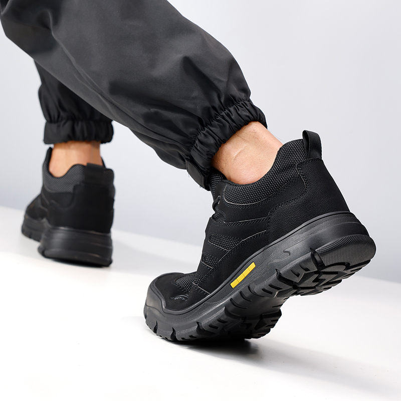 GUYISA  All - season black hiking series anti - smash anti - puncture European standard steel toe cap safety shoes
