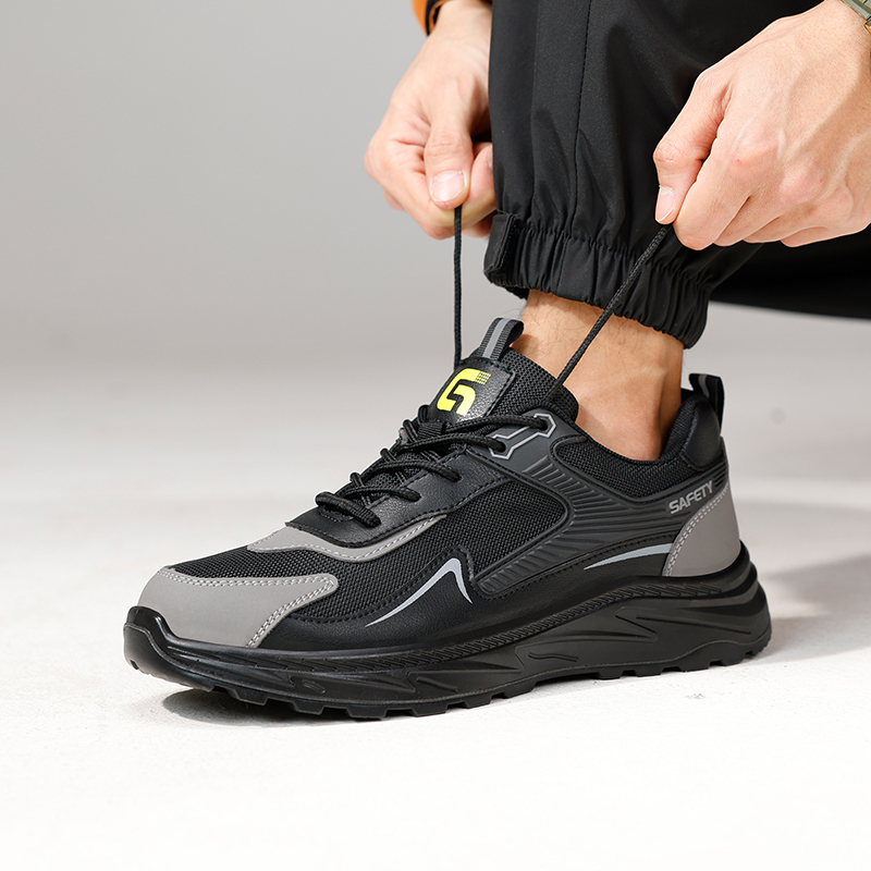 GUYISA  Black new low - cut anti - smash anti - puncture European standard steel toe cap safety shoes