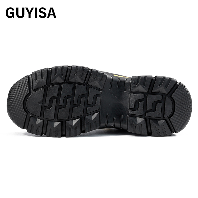 GUYISA  Hiking series black new anti - smashing anti - piercing European standard steel toe cap rubber sole safety shoes