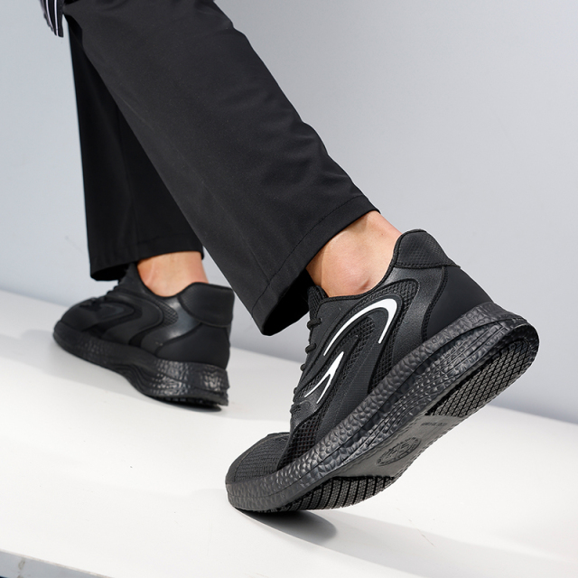 GUYISA  Anti - slip SRC black casual series solid MD sole chef shoes