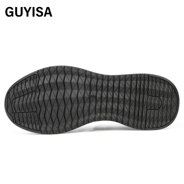 GUYISA Sports series black anti - smashing anti - piercing European standard steel toe cap rubber sole safety shoes
