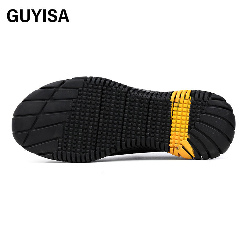 GUYISA   Black sports series men's shoes European standard steel toe cap rubber sole anti - smashing anti - piercing