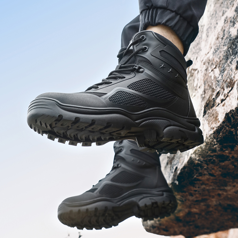 GUYISA  Black super fiber high - cut European standard steel toe cap rubber sole safety shoes