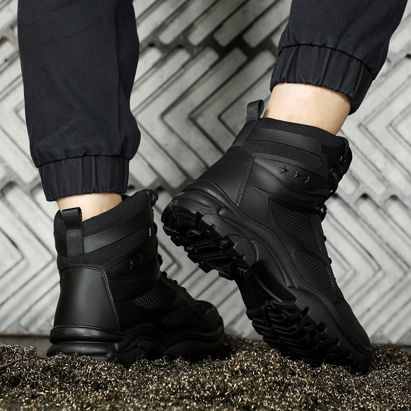 GUYISA  Black super fiber high - cut European standard steel toe cap rubber sole safety shoes