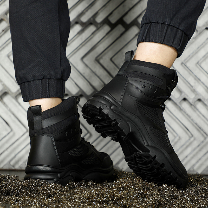 GUYISA  Black super fiber high - cut European standard steel toe cap rubber sole safety shoes