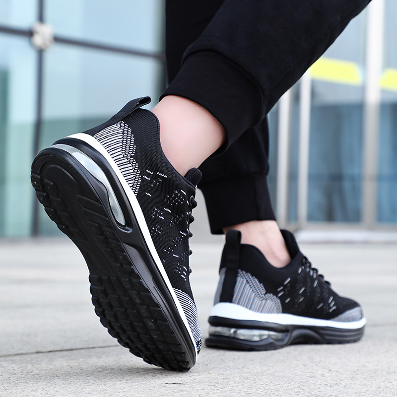 GUYIASA  Black lightweight fly - woven fabric European standard steel toe cap sports series safety shoes