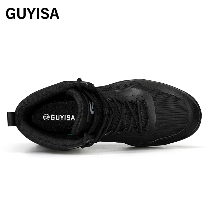 GUYISA  Black super fiber high - cut European standard steel toe cap rubber sole safety shoes