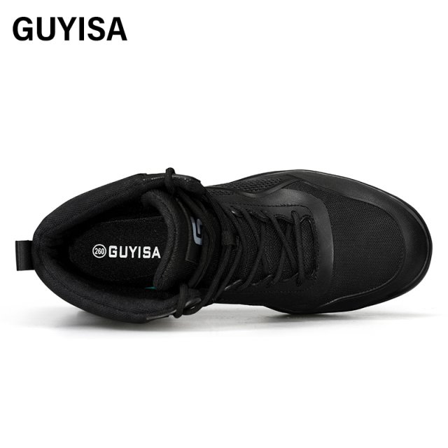 GUYISA  Black super fiber high - cut European standard steel toe cap rubber sole safety shoes