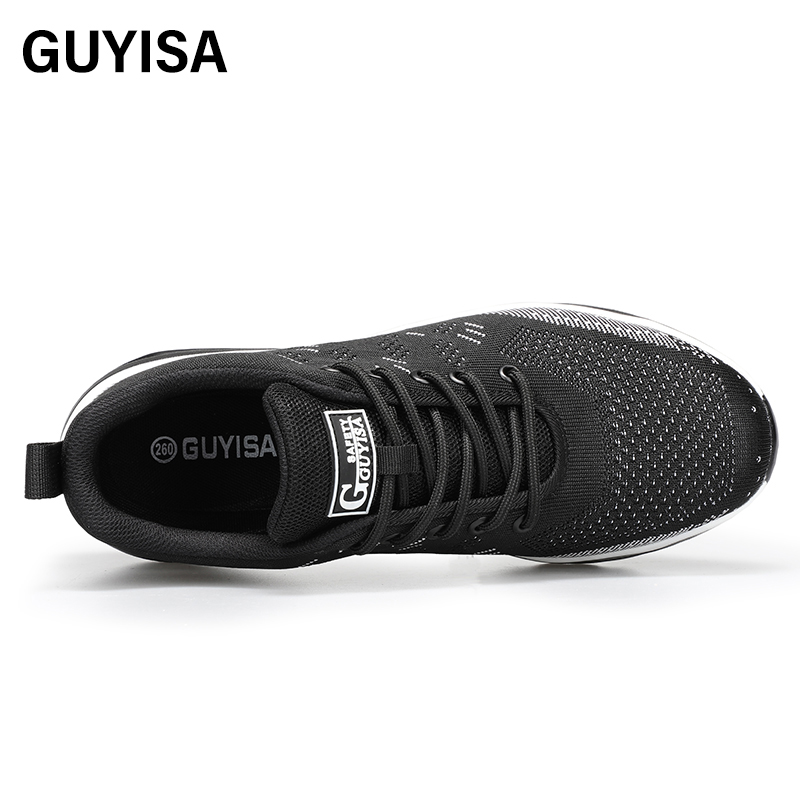 GUYIASA  Black lightweight fly - woven fabric European standard steel toe cap sports series safety shoes