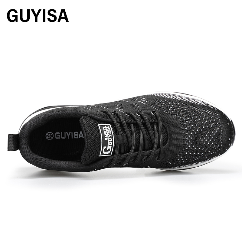 GUYIASA  Black lightweight fly - woven fabric European standard steel toe cap sports series safety shoes