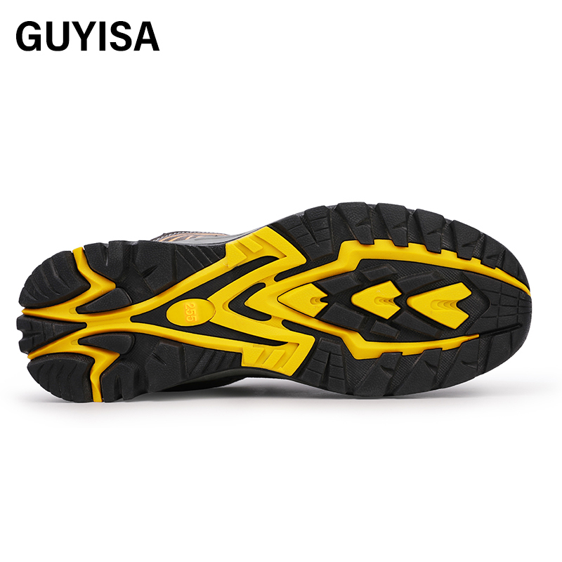 GUYISA   Black summer hiking series microfiber European standard steel toe cap anti - smashing anti - piercing rubber sole safety shoes