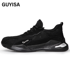 GUYISA  Black lightweight suede European standard steel toe cap anti - smashing anti - piercing safety shoes