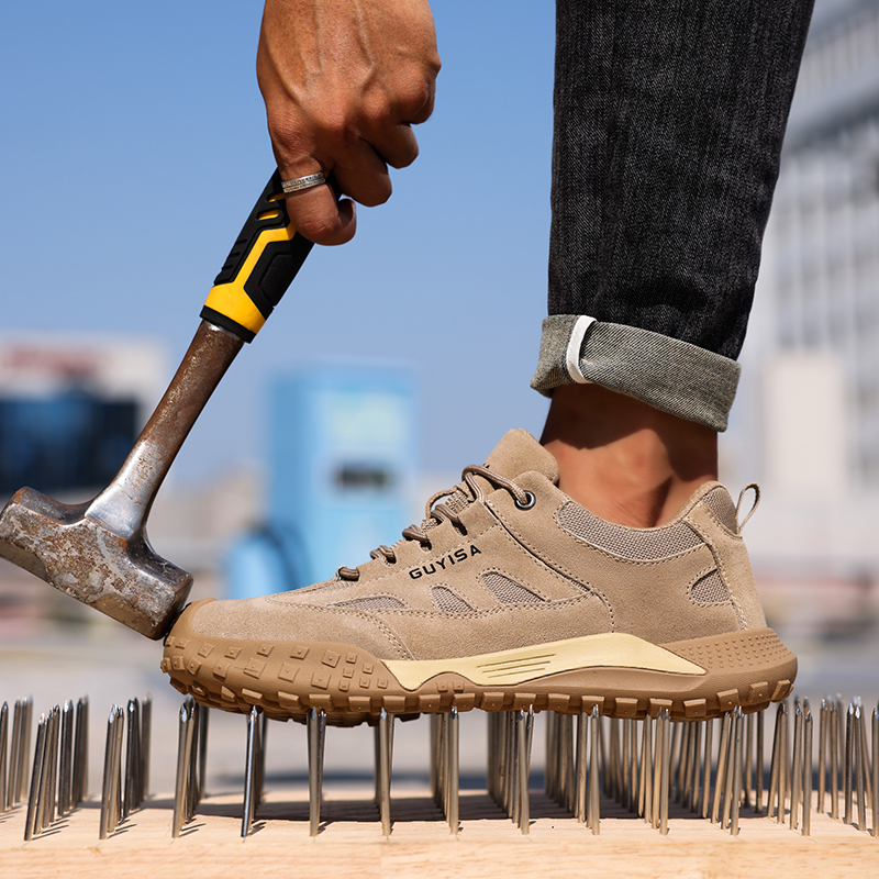 GUYISA  European standard steel toe cap casual series brown safety shoes anti - smashing anti - piercing