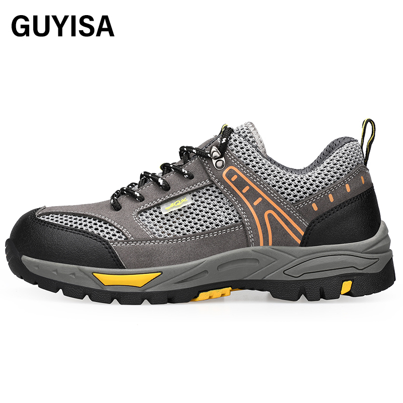 GUYISA  Black summer hiking series low - cut safety shoes European standard steel toe cap anti - smashing anti - piercing