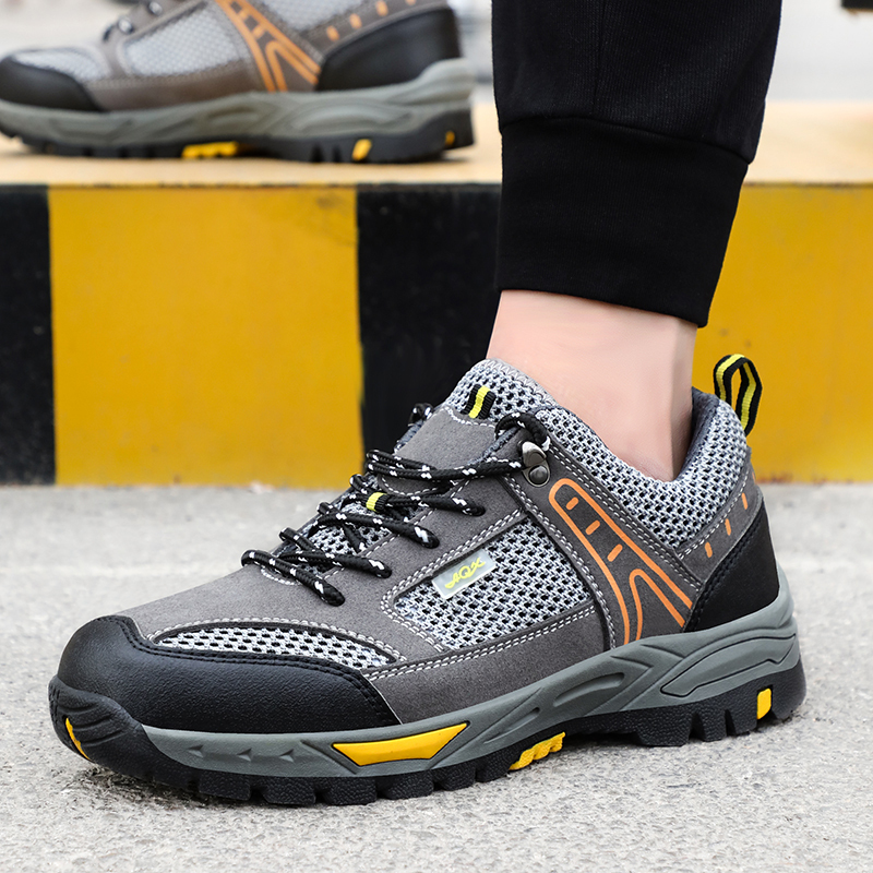 GUYISA  Black summer hiking series low - cut safety shoes European standard steel toe cap anti - smashing anti - piercing
