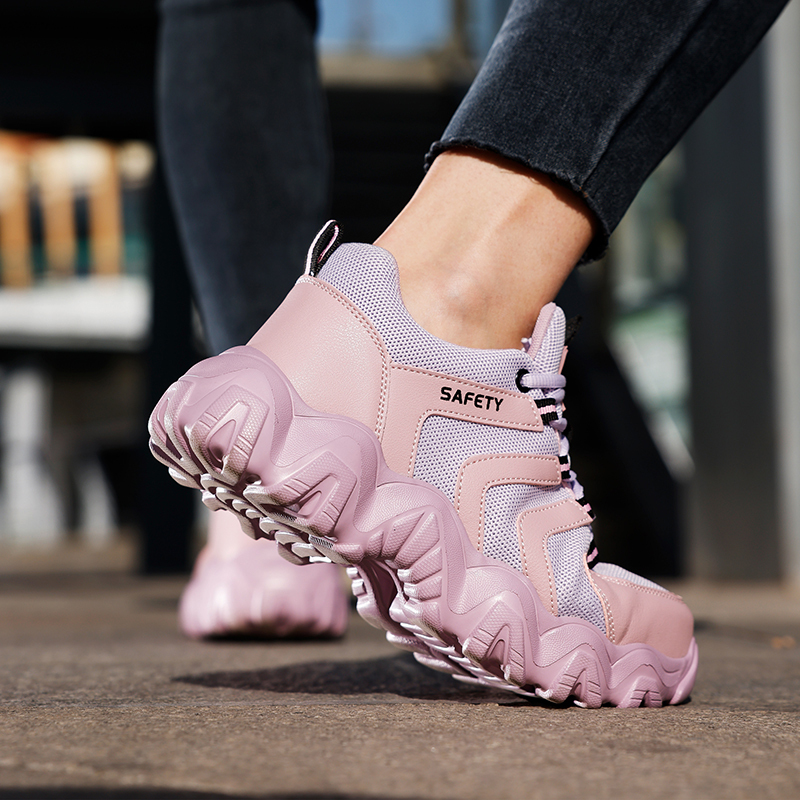 GUYISA  Pink new sports series safety shoes anti - smashing anti - piercing European standard steel toe cap rubber - plastic sole