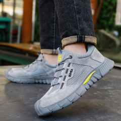 GUYISA  Grey suede casual series European standard steel toe cap anti - smashing anti - piercing safety shoes