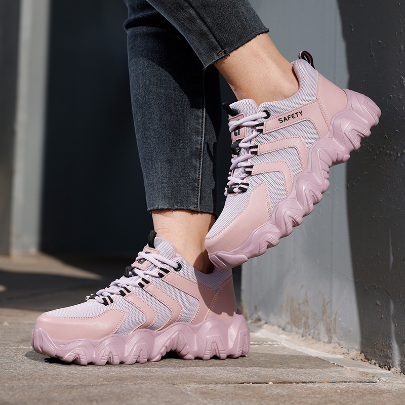 GUYISA  Pink new sports series safety shoes anti - smashing anti - piercing European standard steel toe cap rubber - plastic sole