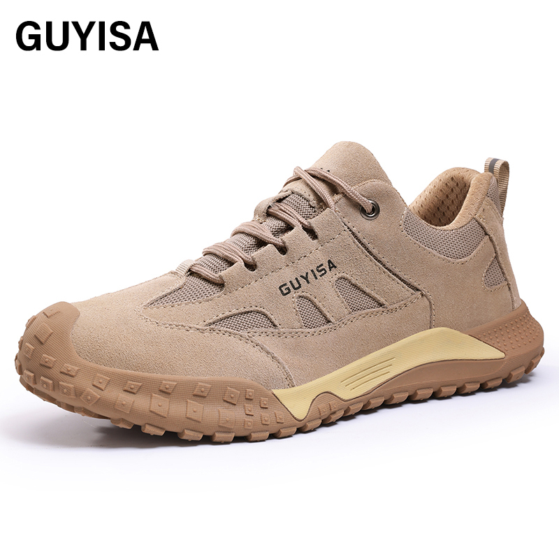 GUYISA  European standard steel toe cap casual series brown safety shoes anti - smashing anti - piercing