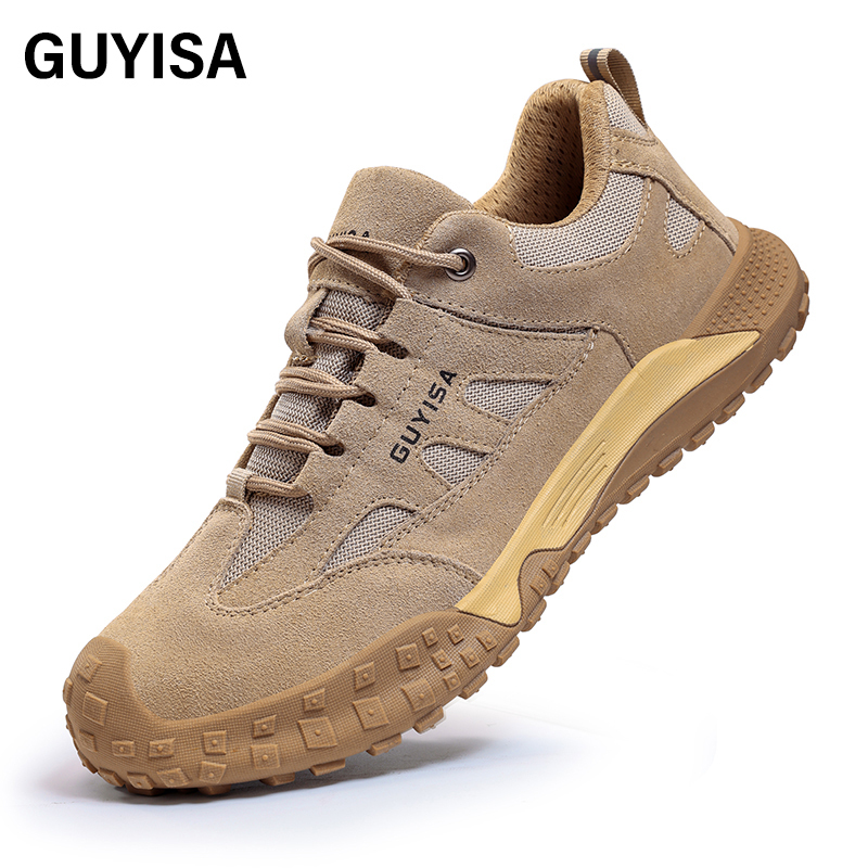 GUYISA  European standard steel toe cap casual series brown safety shoes anti - smashing anti - piercing