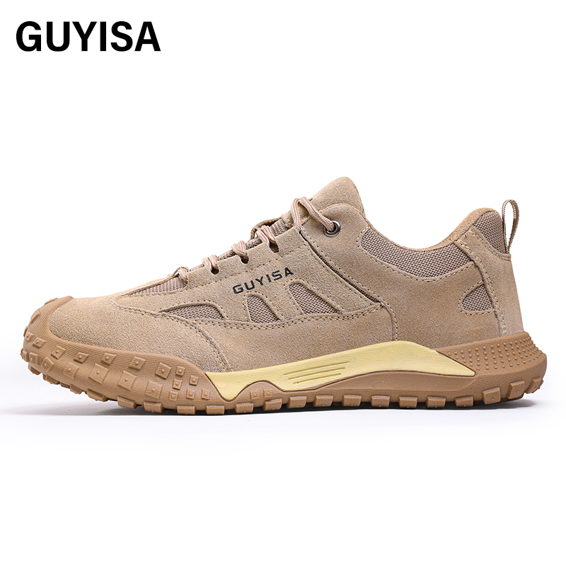 GUYISA  European standard steel toe cap casual series brown safety shoes anti - smashing anti - piercing