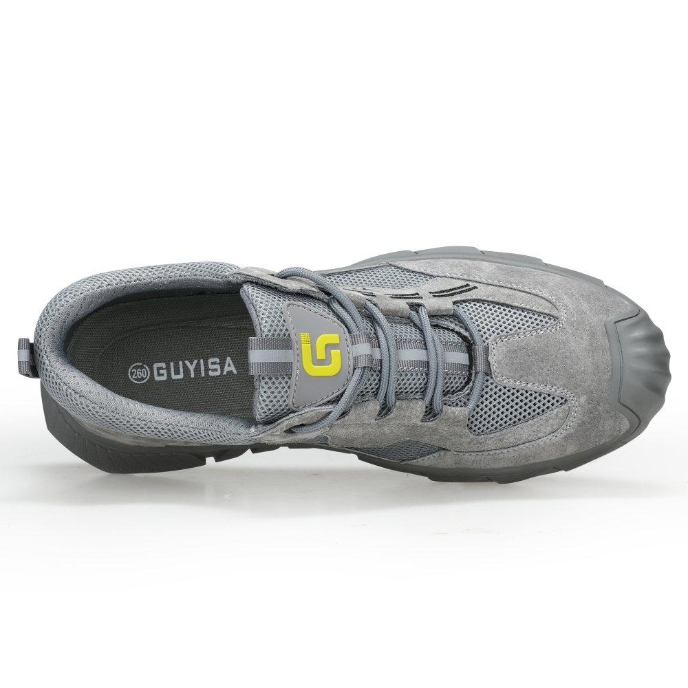GUYISA  Grey suede casual series European standard steel toe cap anti - smashing anti - piercing safety shoes