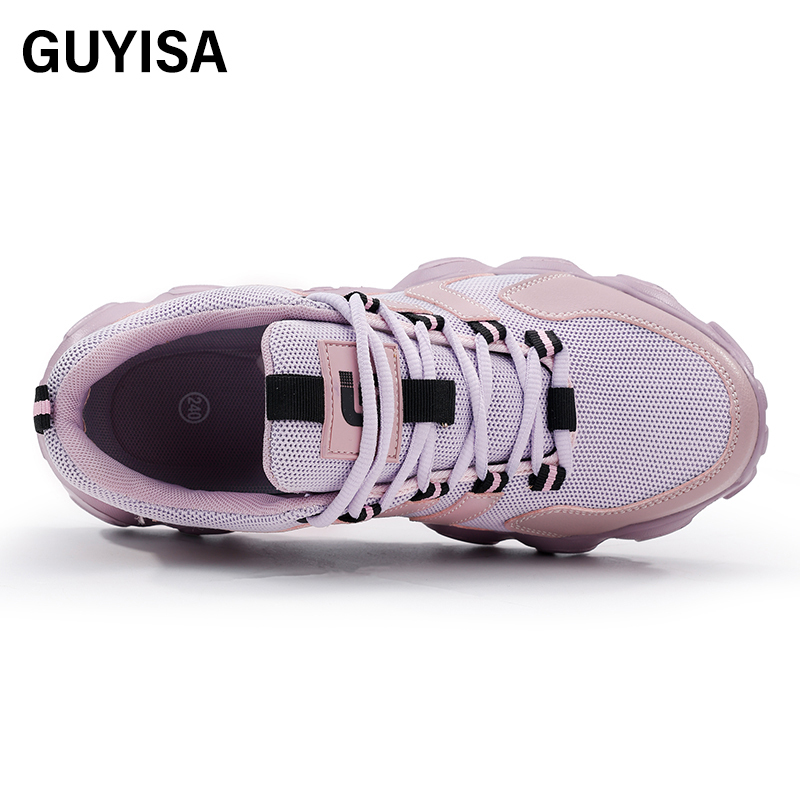 GUYISA  Pink new sports series safety shoes anti - smashing anti - piercing European standard steel toe cap rubber - plastic sole
